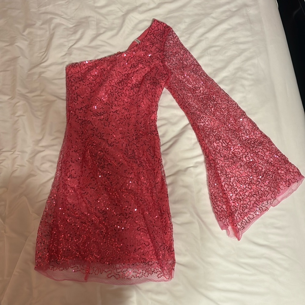 Lucy In The Sky Homecoming Tight Sequin Dress Off the Shoulder Long Sleeve